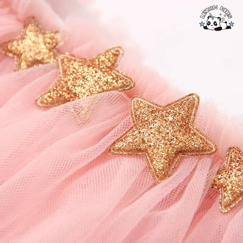 LEZONKIDS - Factory Direct Price Sweet Short Pure Color Sparkle Golden Stars Sexy School Girls Short Skirts